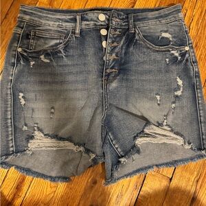 Judy Blue Dark Blue Distressed Jean Shorts